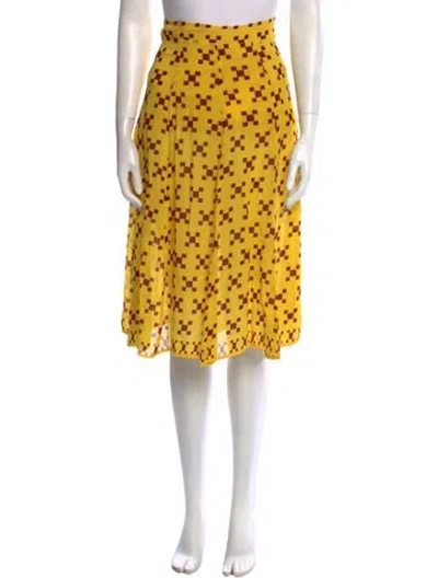 Pre-owned Mimi Liberte By Michel Klein Printed Midi Length Skirt In Yellow