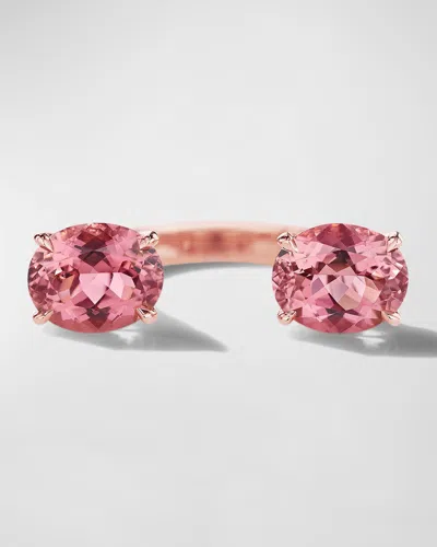 Mimi So 18k Rose Gold Oval Pink Tourmaline Classic Ring In Diamonds
