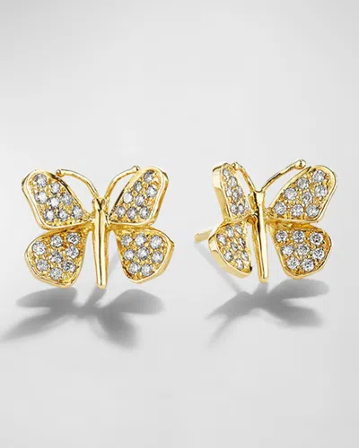 Mimi So 18k Yellow Gold Wonderland Butterfly Earrings With Pave Diamonds