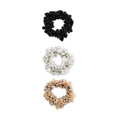 Mimi Tutu Kids' Beaded Bow Scrunchies Set (set Of Three) In Multi