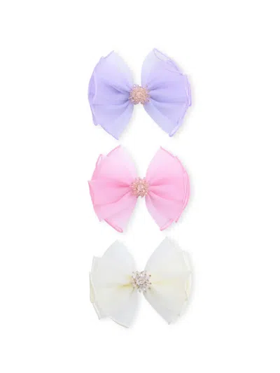 Mimi Tutu Kids' Bead-embellished Bow-shaped Hair Clips (set Of Three) In Multi