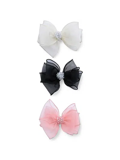 Mimi Tutu Kids' Beads-accent Bow Hair Clips (set Of Three) In Multi