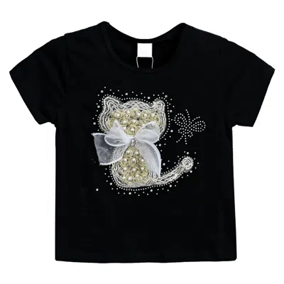 Mimi Tutu Babies'  Black Cat Applique T-shirt