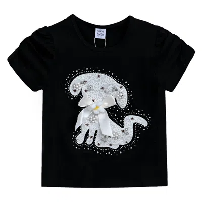 Mimi Tutu Kids'  Black Puppy Applique T-shirt