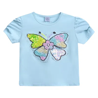 Mimi Tutu Kids'  Blue Butterfly Applique T-shirt