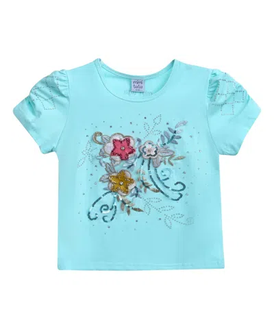 Mimi Tutu Babies'  Blue Flowers Applique T-shirt