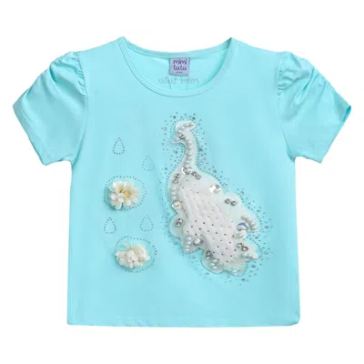 MIMI TUTU BLUE PEACOCK APPLIQUE T-SHIRT