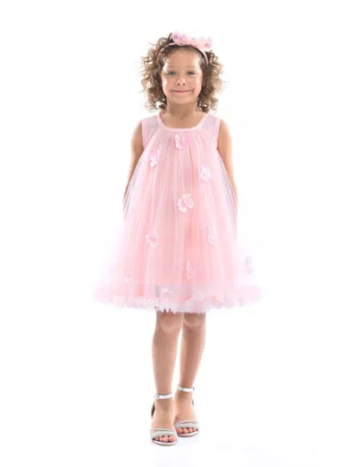 MIMI TUTU MIMI TUTU BLUSH TULLE LAYERED FLORAL DRESS