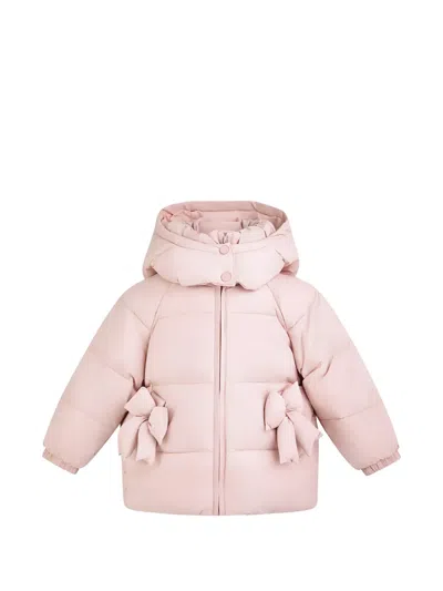 Mimi Tutu Kids' Bow-detail Hooded Puffer Jacket In Pink