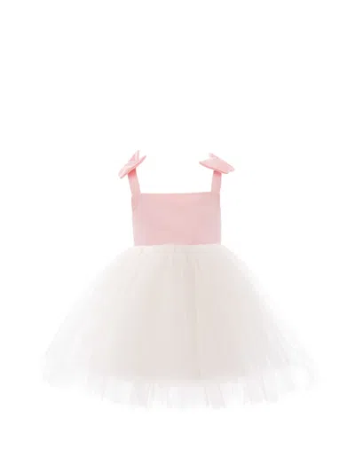 Mimi Tutu Kids' Bow-detail Tulle Dress In Neutral
