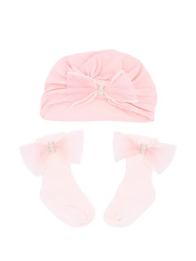Mimi Tutu Babies' Bow-embellished Pearl-detail Gift Set In Pink