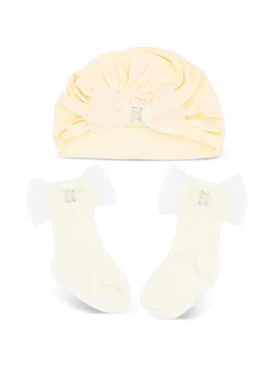 Mimi Tutu Babies' Bow-embellished Pearl-detail Gift Set In Yellow