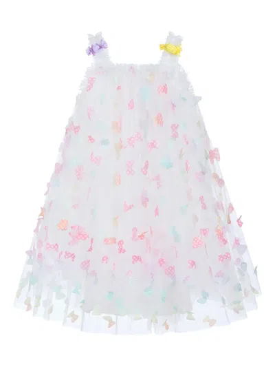 Mimi Tutu Kids' Butterfly-embellished Ruffled Dress In White