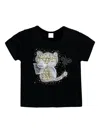 Mimi Tutu Cat-appliqué T-shirt In 黑色