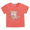 Mimi Tutu Kids' Cat-appliqué T-shirt In Orange