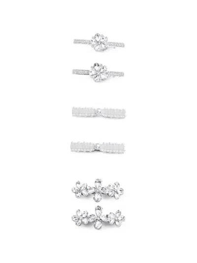 Mimi Tutu Kids' Crystal Bloom Hair Pins (set Of Three) In Metallic