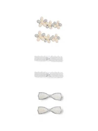 Mimi Tutu Kids' Crystal Elegance Faux-pearl Hair Clips (set Of Three) In White
