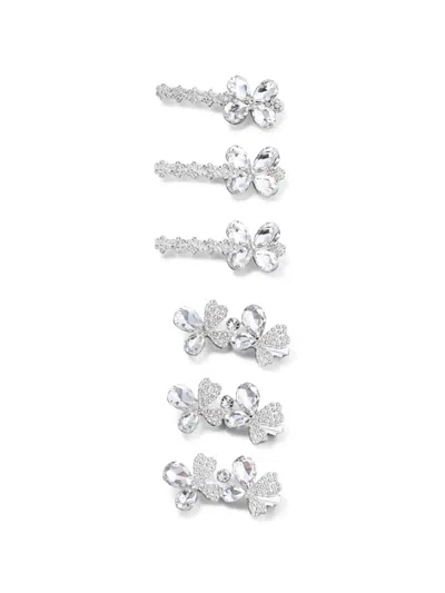 Mimi Tutu Kids' Crystal Whisper Hair Clips (set Of Three) In Gray