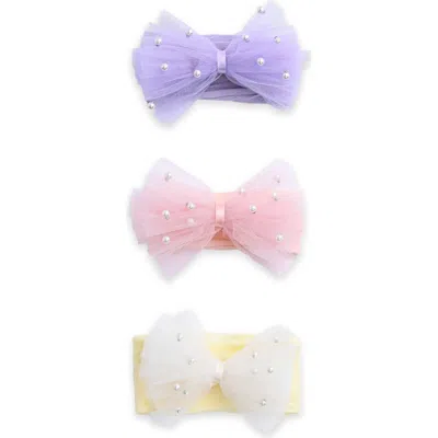 Mimi Tutu Babies'  Elastic Tulle Pearl Bow Headband Set In Multi