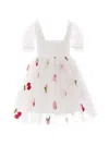 Mimi Tutu Kids' Elysande Cherry-embroidered Tulle Dress In White