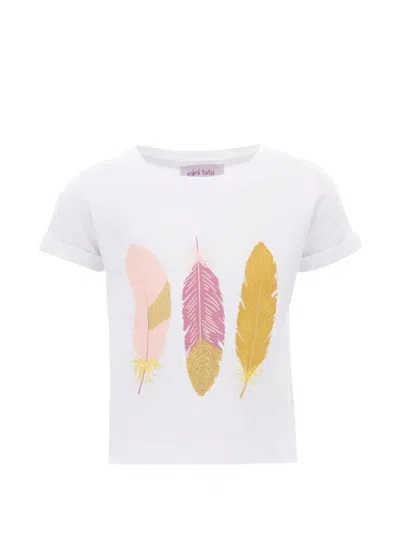 Mimi Tutu Kids' Feather-print T-shirt In White
