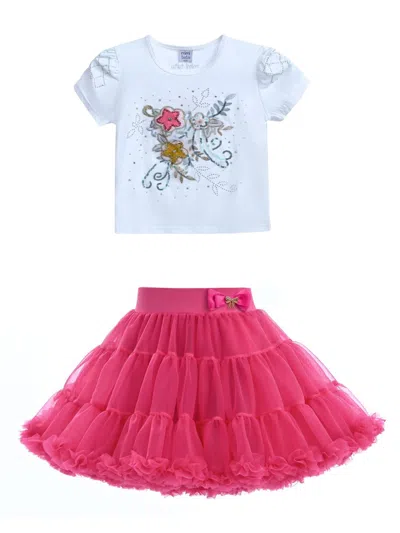 Mimi Tutu Kids' Flora Flowers Skirt Set In White