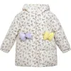 Mimi Tutu Kids'  Floral Bow Hooded Coat In Gray