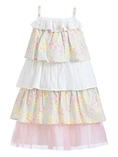 Mimi Tutu Kids' Floral-print Tiered Dress In Pink