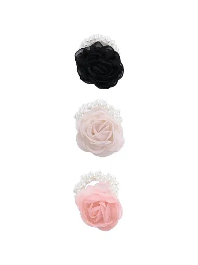 Mimi Tutu Kids' Floral Scrunchies (set Of Five) In Metallic