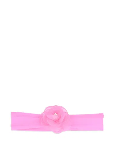 Mimi Tutu Babies' Floral-appliqué Elasticated Headband In Pink