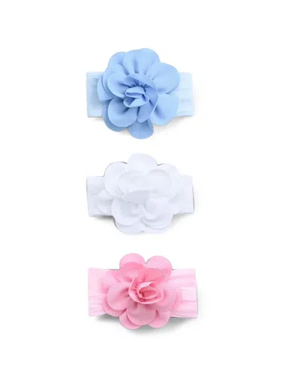 Mimi Tutu Babies' Floral-applique Elasticated Headbands (pack Of Three) In Orange