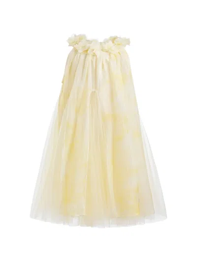 Mimi Tutu Kids' Floral-applique Layered Dress In Neutral