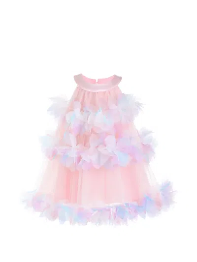 Mimi Tutu Kids' Floral-applique Tiered Dress In Pink