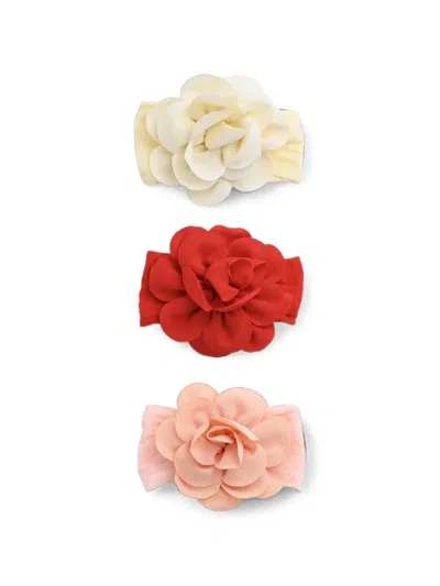 Mimi Tutu Babies' Floral-detail Elastic Headbands (pack Of Three) In Multi
