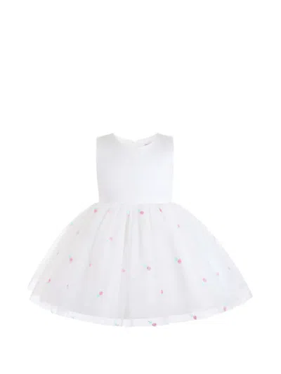 Mimi Tutu Kids' Floral-embroidered Tulle Dress In White