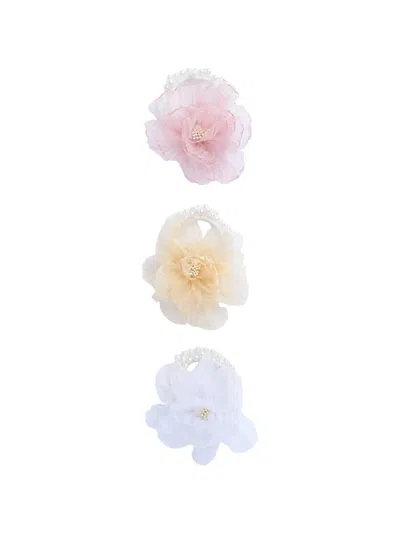 Mimi Tutu Kids' Flower Blossom Scrunchies In Neutral