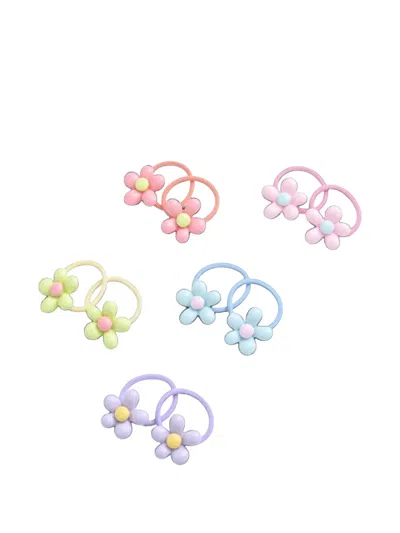 Mimi Tutu Kids' Flower Elastic Hair Ties (set Of Ten) In Multi