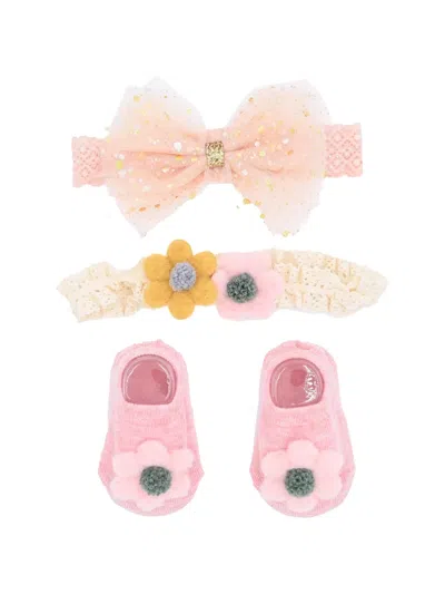 Mimi Tutu Babies' Flower-appliqué Bow-detail Gift Set In Pink