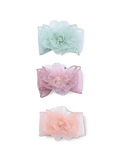 Mimi Tutu Kids' Flower-detail Hair Clips (set Of Three) In Multi