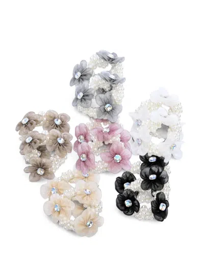 Mimi Tutu Kids' Flower-embellished Scrunchies (set Of Six) In Multi