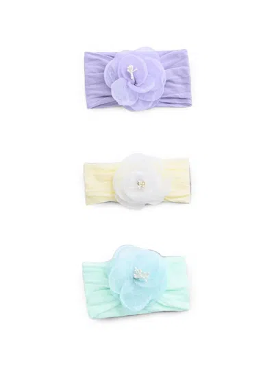 Mimi Tutu Babies' Flower-patch Elastic Headbands (pack Of Three) In Multi