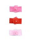 Mimi Tutu Flower-patch Elasticated Headbands (pack Of Three) In Metallic