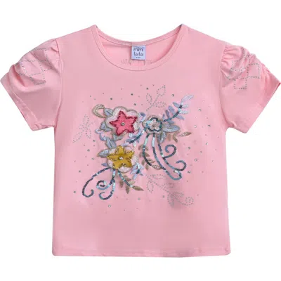 Mimi Tutu Kids' Floral-appliqué T-shirt In Pink