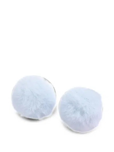Mimi Tutu Kids' Fluffy Pom-pom Hair Clips (set Of Ten) In Blue