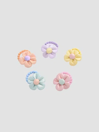 Mimi Tutu Girl's Girl's Plush Flower Hair Tie Set In Multi