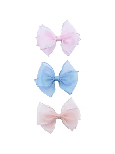 Mimi Tutu Kids' Glitter Bow Hair Clips (set Of Three) In Blue