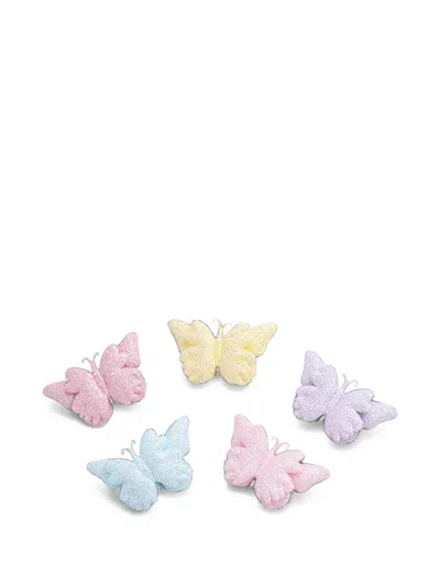 Mimi Tutu Kids' Glitter Butterfly Hair Clips (set Of Five) In Pink