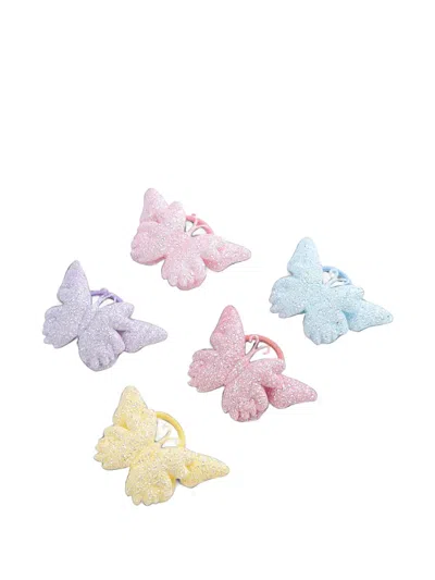 Mimi Tutu Kids' Glitter Butterfly Hair Ties (set Of Five) In Blue