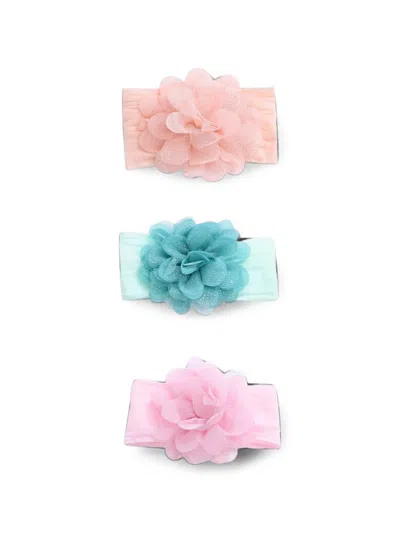 Mimi Tutu Babies' Glitter Floral-detail Headbands (pack Of Three) In Multi