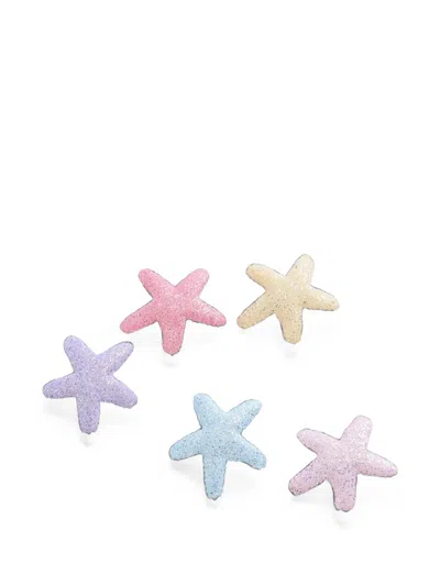 Mimi Tutu Kids' Glitter-effect Starfish Hair Clips (set Of Five) In Pink
